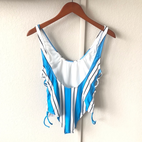 Topshop NWT Blue Striped One Piece Swimsuit - Picture 4 of 6